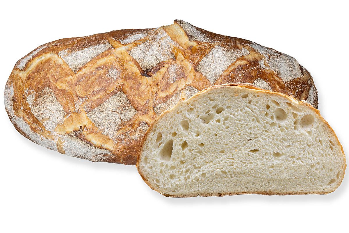 Pane di Semola aus Bio-Hartweizengrieß als rustikaler Laib mit Anschnitt – Bio Bäckerei Berger